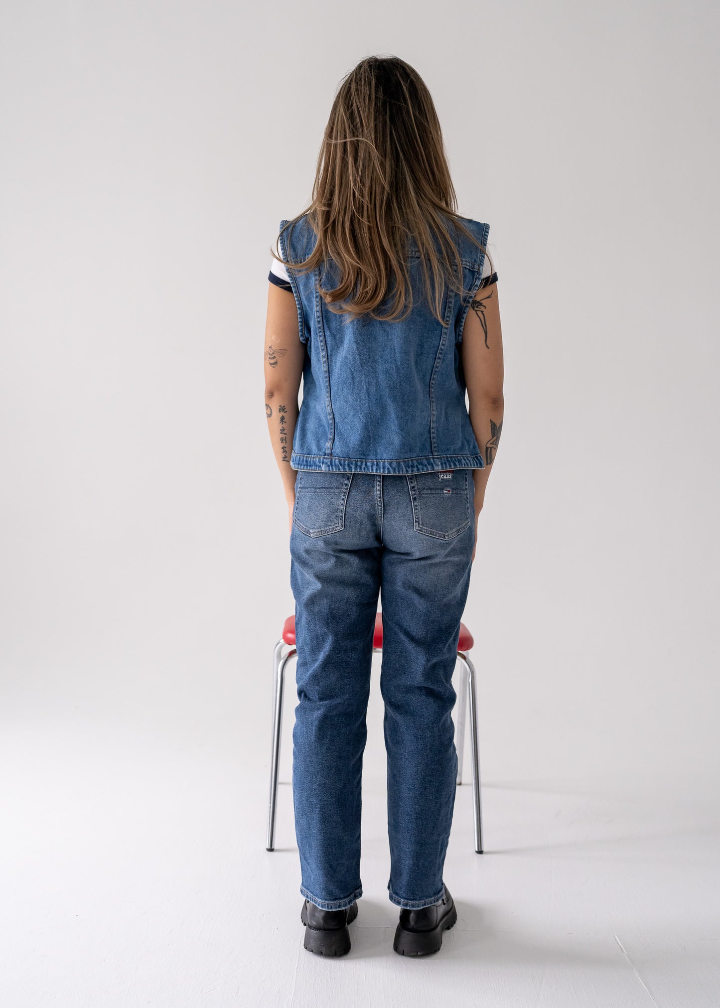 Tommy Jeans high rise button front straight leg medium wash jeans - Chili
