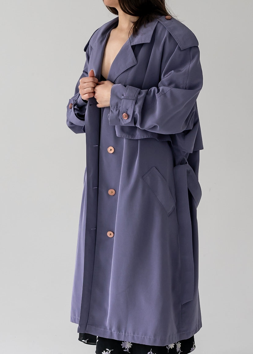 Heather purple long button up trench coat - Jamie