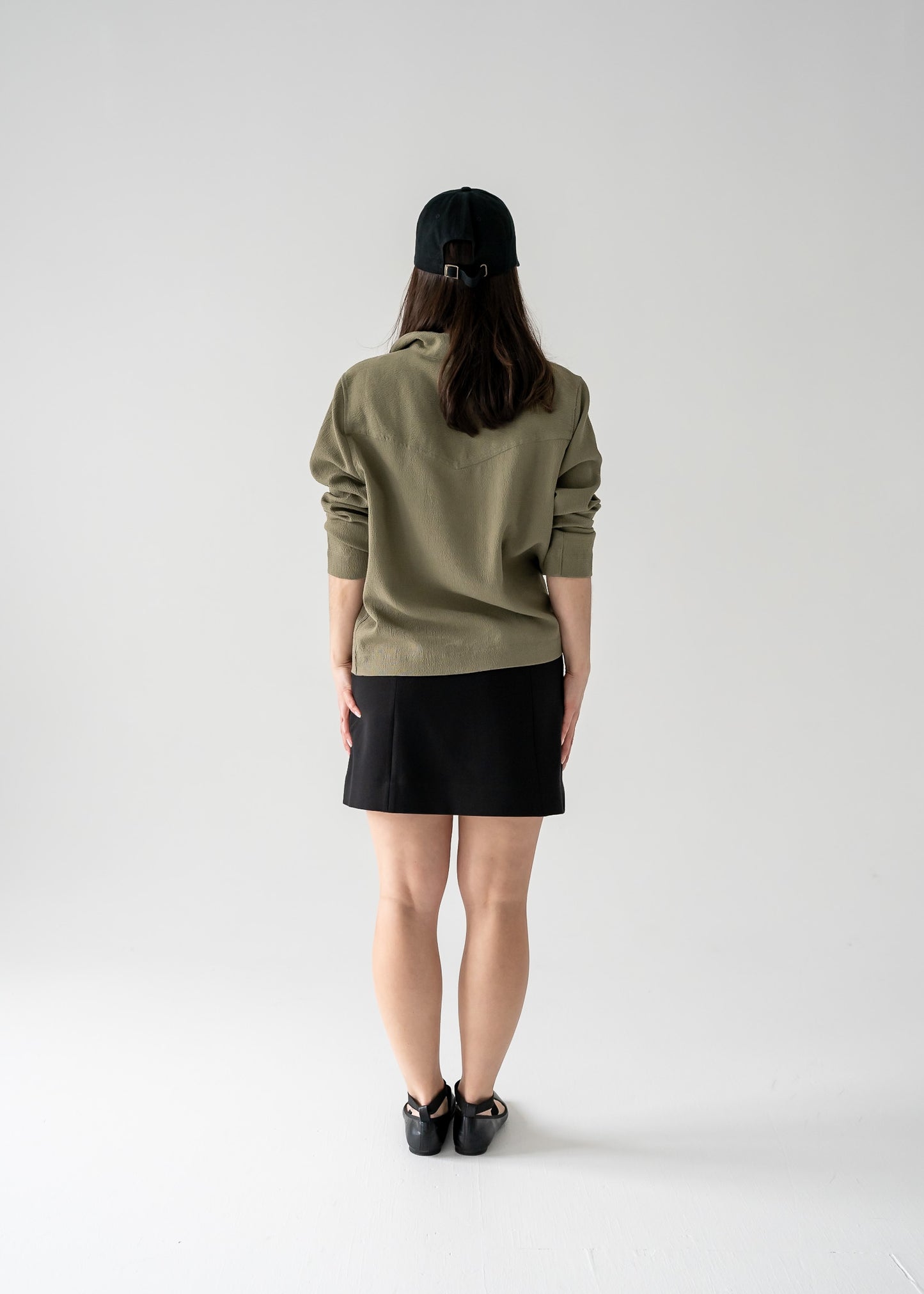 Moss green lightweight long sleeve button up shacket - Margot