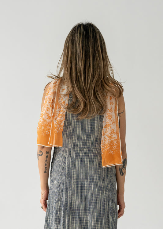 Orange and cream 70’s sheer chiffon scarf