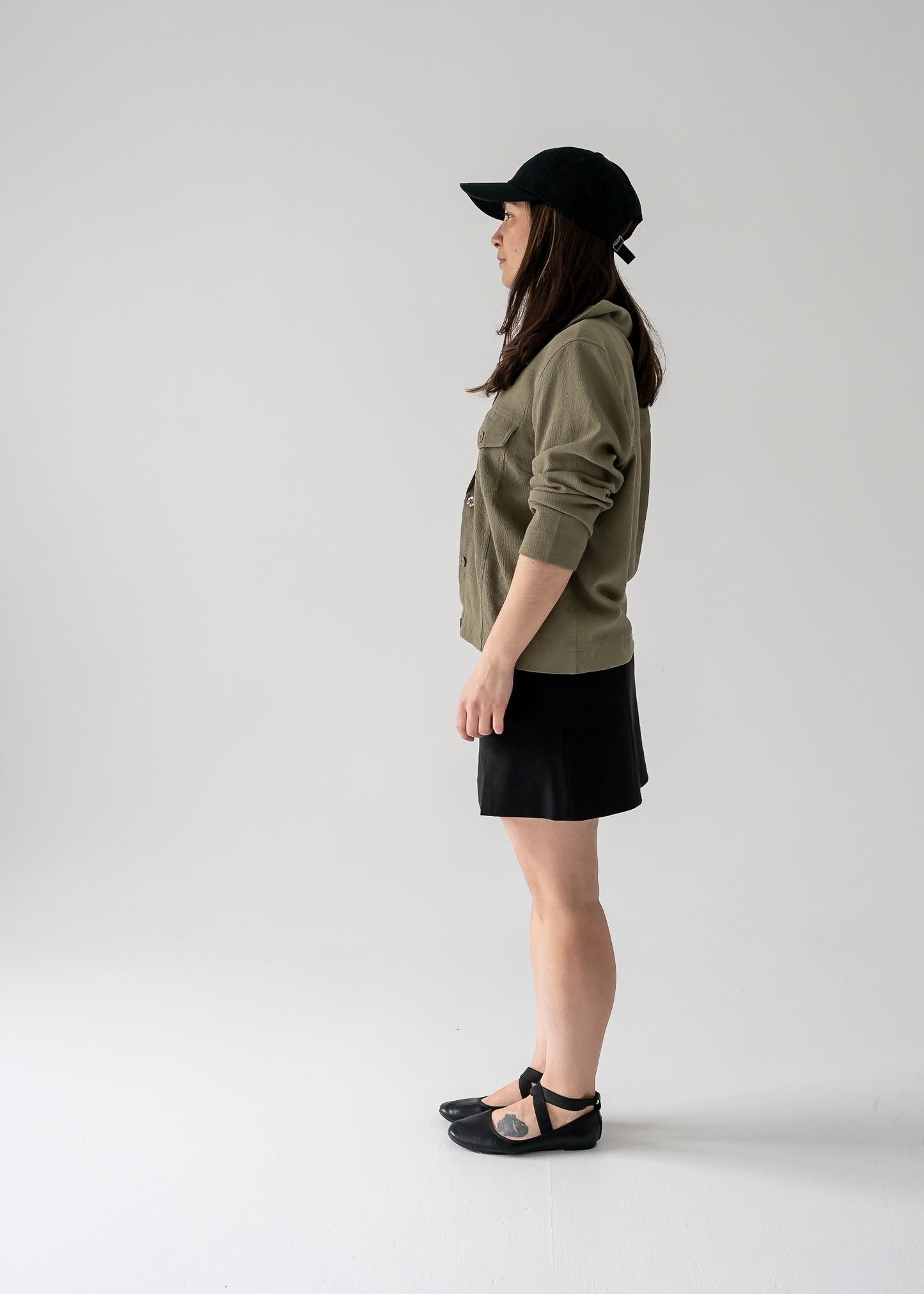 Moss green lightweight long sleeve button up shacket - Margot